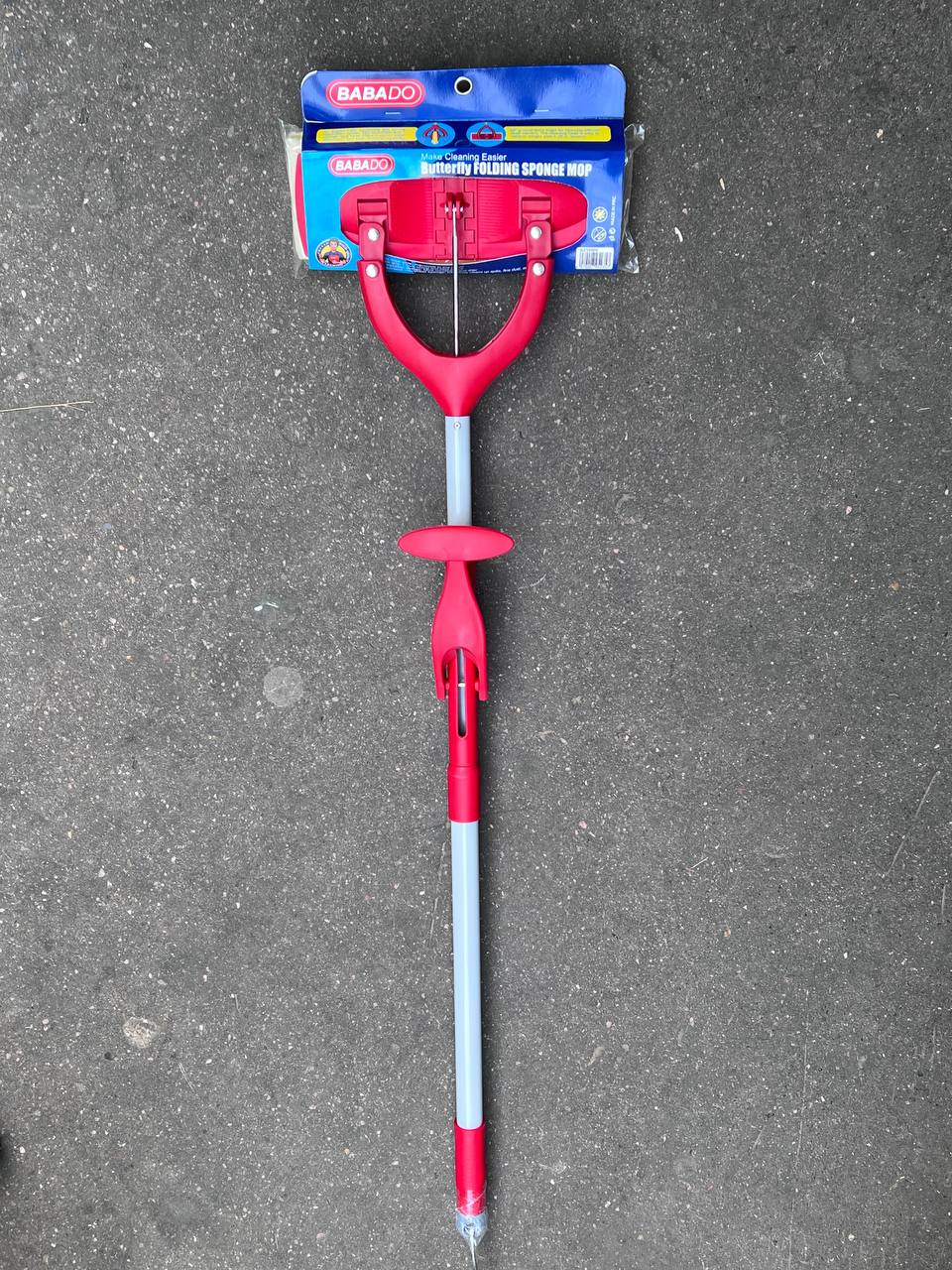 Швабра плоская со складным отжимом, телескопическая окрашенная ручка 27х9х100(130) см, "BABADO".