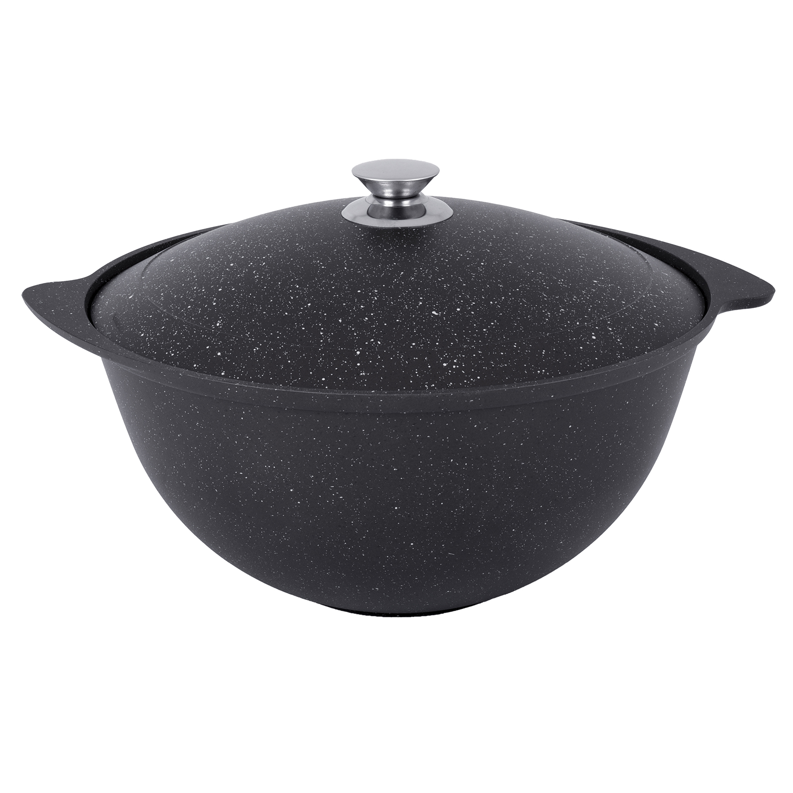 Казан для плова литой 6,0л стеклянная крышка Темный мрамор ТМ KUKMARA
