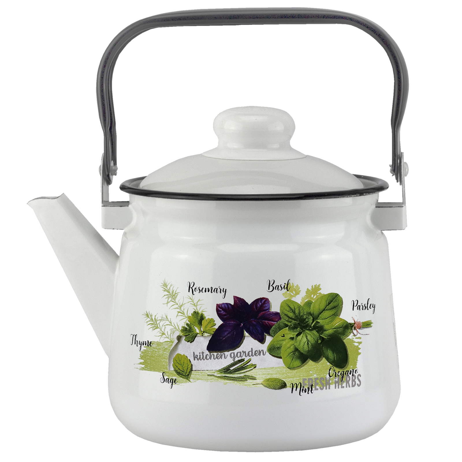 Чайник эмал 2,5л без свистка Базилик