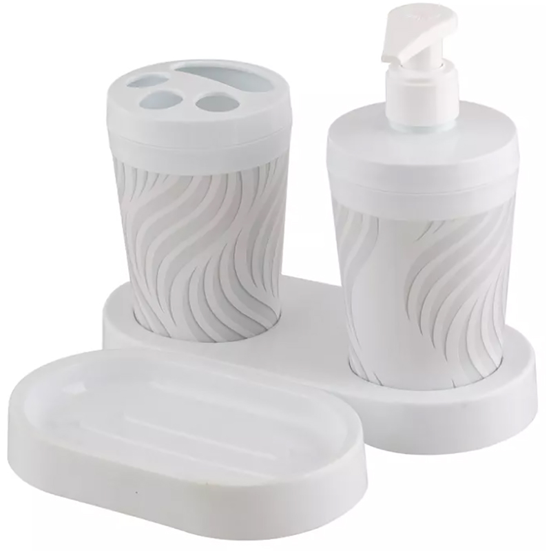 Набор для ванной комнаты на подставке «Breeze» ( стакан для зубных щеток + диспенсер для жидкого мыла + мыльница)