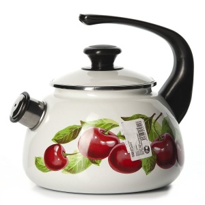 Чайник эмал 2л сфер конс/руч, со свистком, с рис, белый 43604-102/6