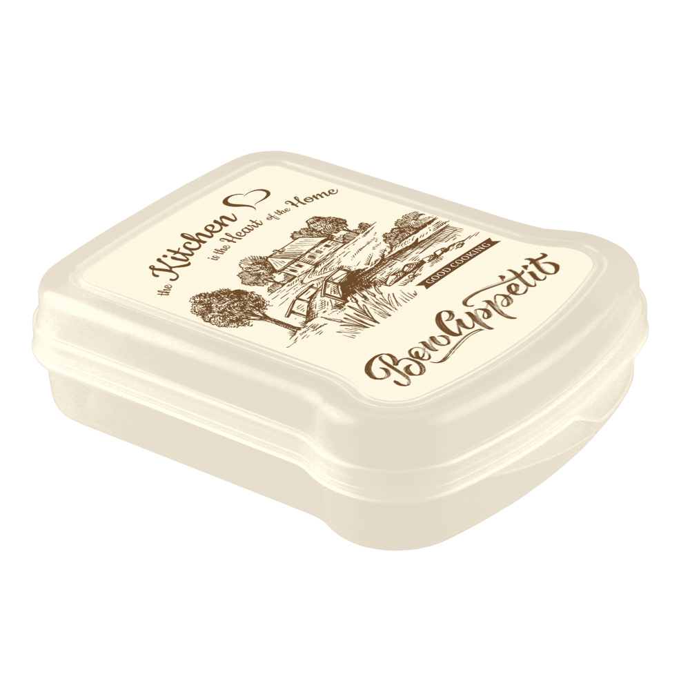 КОНТЕЙНЕР ДЛЯ БУТЕРБРОДОВ С ДЕКОРОМ 170X130X42 (БЕЖЕВЫЙ)