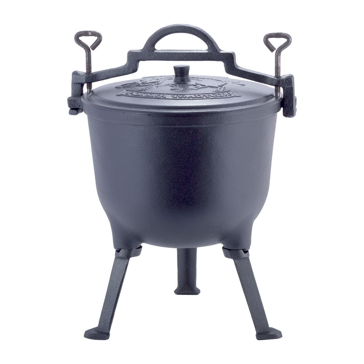 Котелок чугунный на ножках с крышкой и креплениями 10 л. Kamille KM-4802V