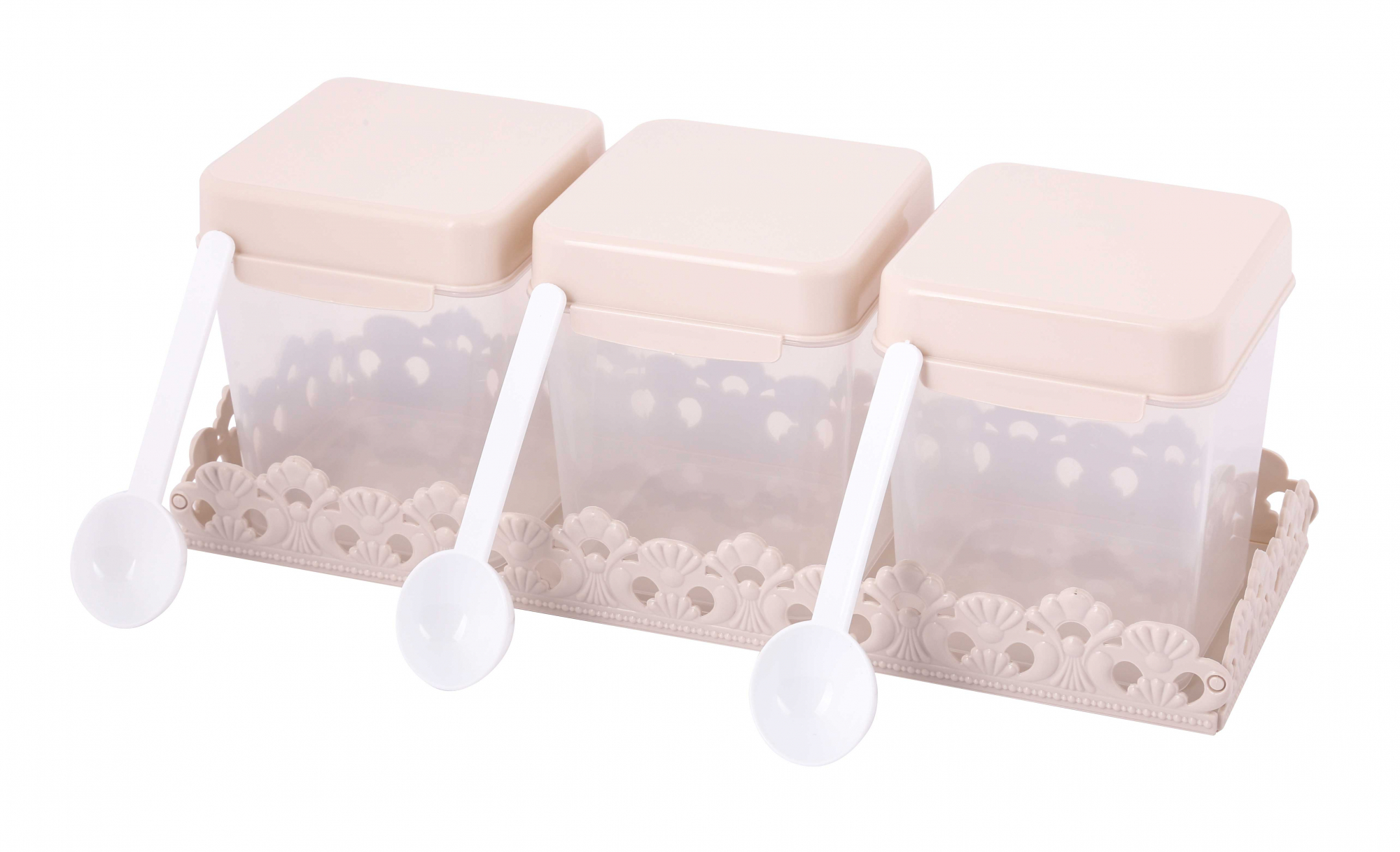 Набор ёмкостей для сыпучих продуктов 1,2л на подставке.М4466