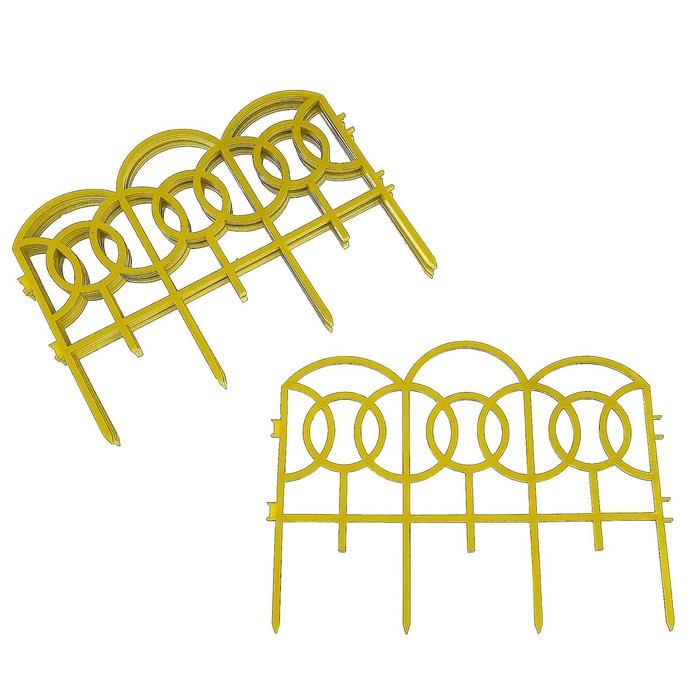 Ограждение декоративное, 34 х 300 см, 7 секций, пластик, жёлтое, «Барокко»