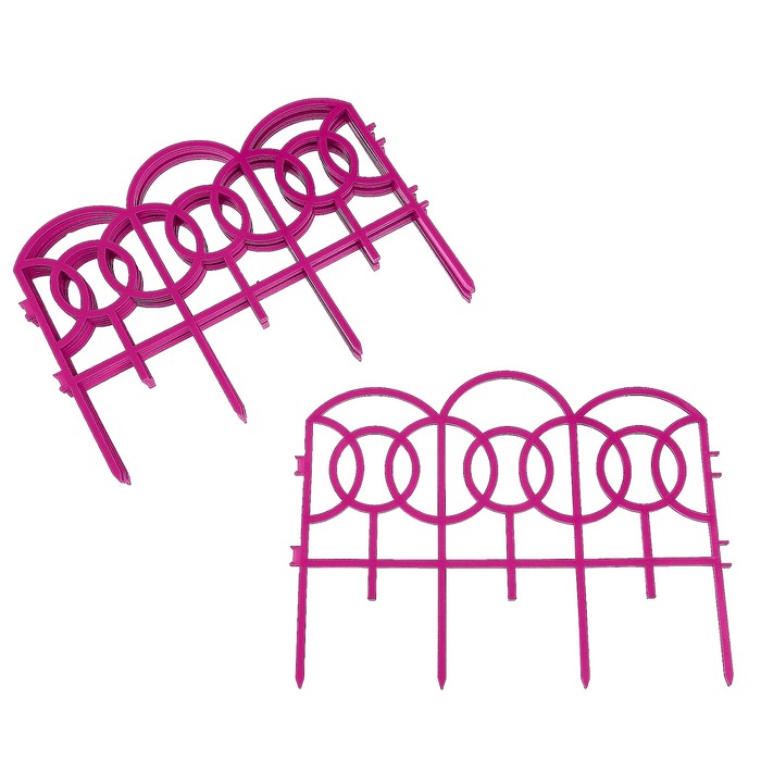 Ограждение декоративное, 34 х 300 см, 7 секций, пластик, розовое, «Барокко»
