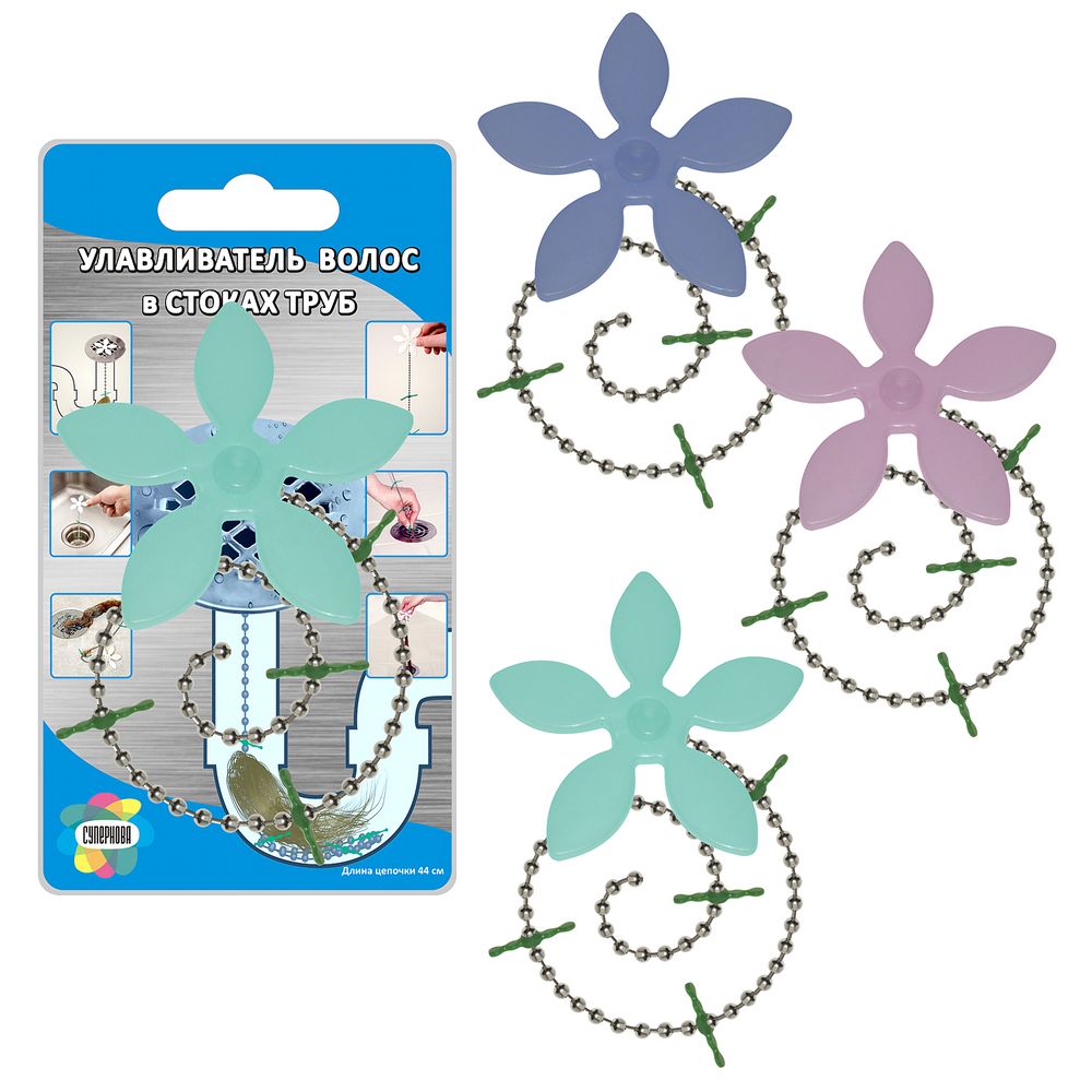 Улавливатель волос в стоках труб "Пастель" 3цв VL34-102