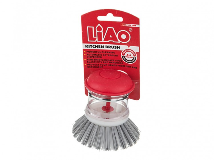 Щетка для мытья посуды с дозатором 30мл. LiAo