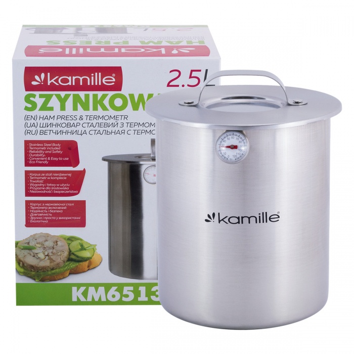 Ветчинница из нержавеющей стали с термометром 2,5 л. Kamille KM-6513