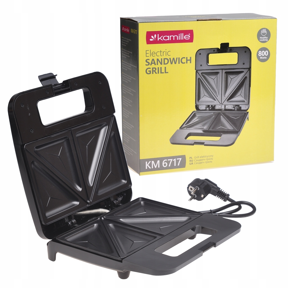 Сэндвичница электрическая 800 Вт. Kamille KM 6717 с антипригарным покрытием