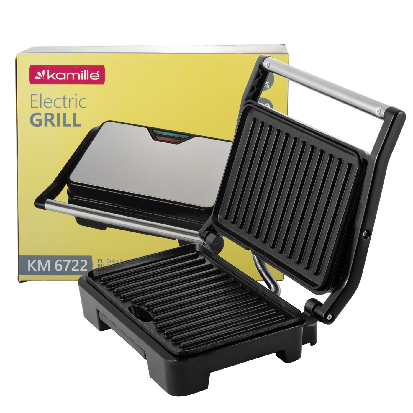 Гриль электрический 900 Вт. Kamille KM 6722 с антипригарным покрытием.
