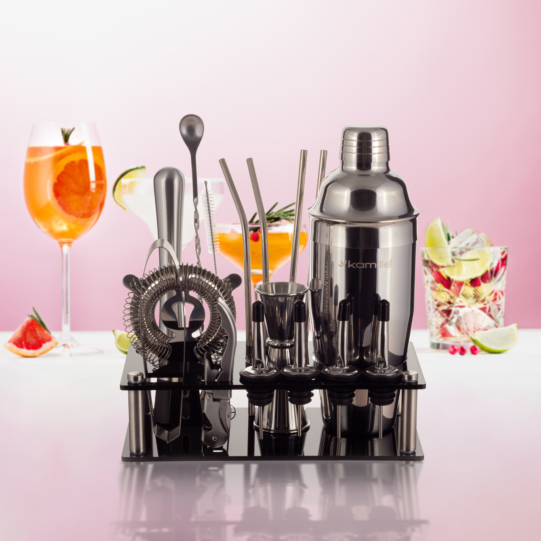 Набор бармена 16 предметов Kamille KM 7763 для приготовления коктейлей