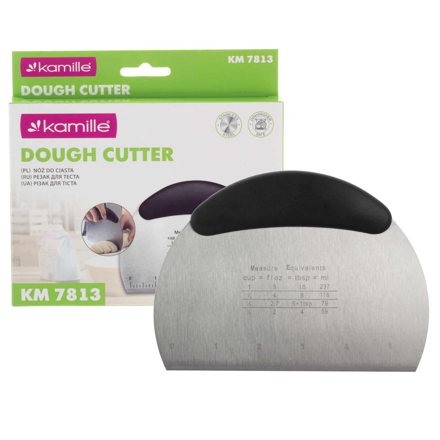 Шпатель-скребок кондитерский с разметкой Kamille KM 7813 из нержавеющей стали