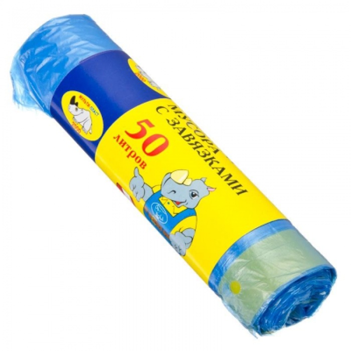 Мешки для мусора с завязкой 50л 10шт (40шт/кор)