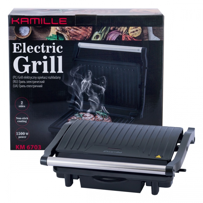 Гриль электрический Kamille с антипригарным покрытием 1500Вт KM-6703
