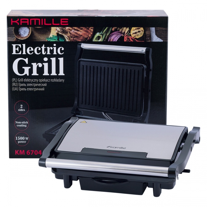 Гриль электрический Kamille с антипригарным покрытием 1500Вт KM-6704