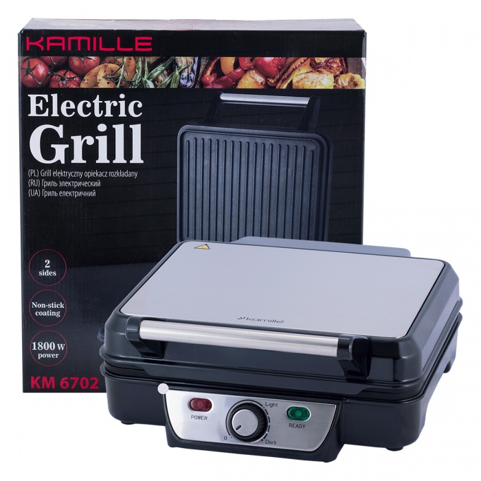 Гриль электрический Kamille с антипригарным покрытием 1800Вт KM-6702