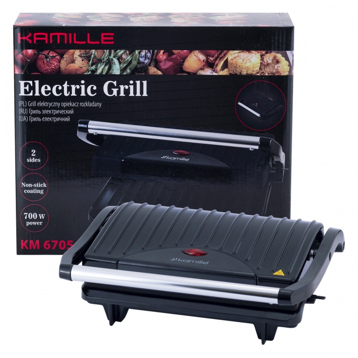 Гриль электрический Kamille с антипригарным покрытием 700Вт KM-6705
