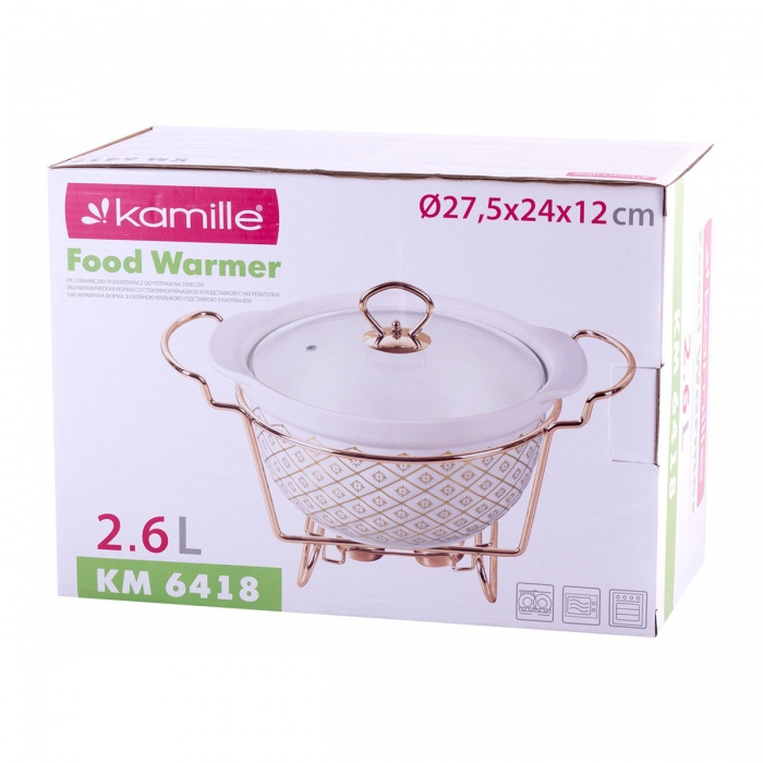 Мармит керамический круглый 27,5х24х12см. с подставкой Kamille KM6418