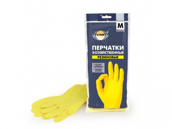 Перчатки хозяйственные, резиновые, размер M