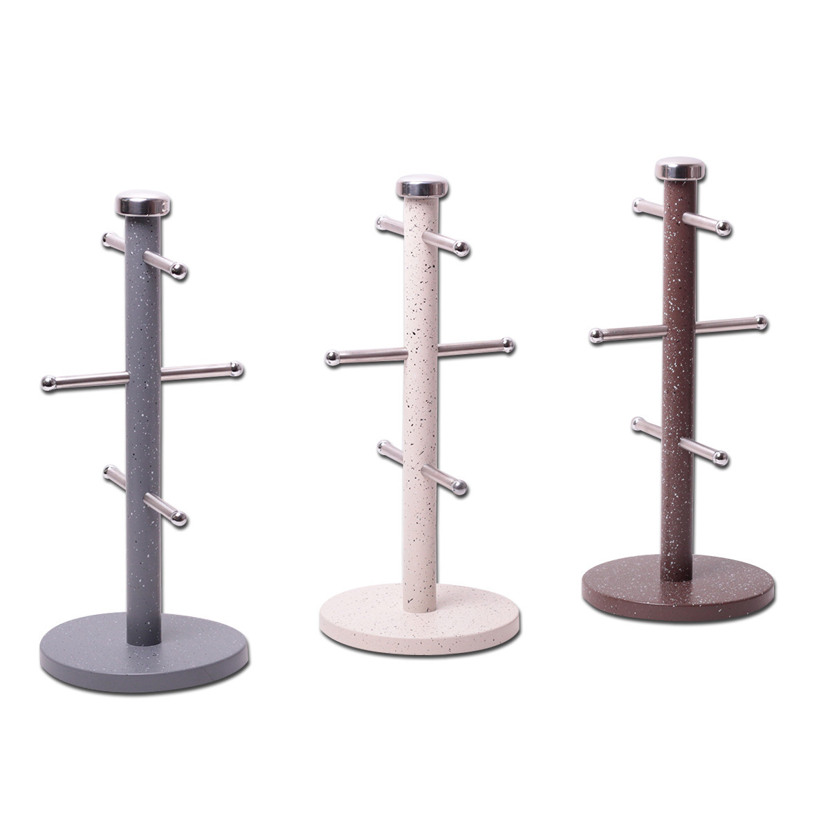 Стойка для чашек Kamille KM 0183 Ø15х34.5 см. из нержавеющей стали (серый мр., бежевый мр.)