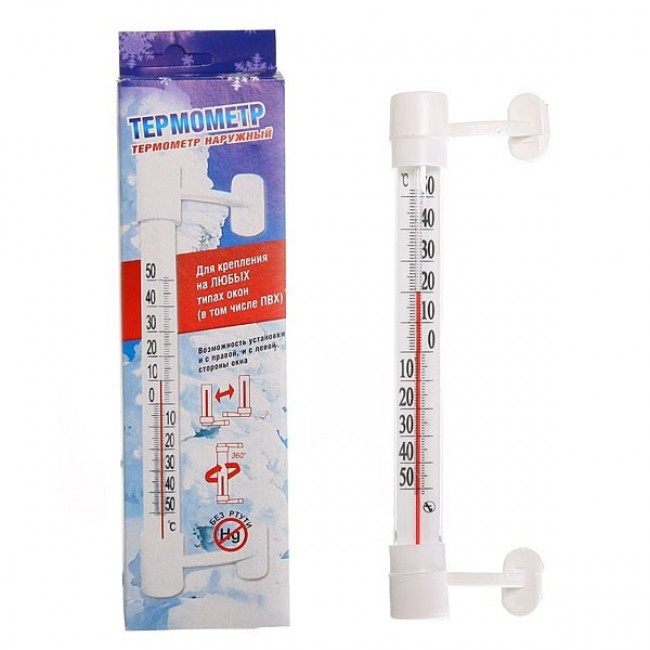 Термометр оконный, стеклянный «Липучка»