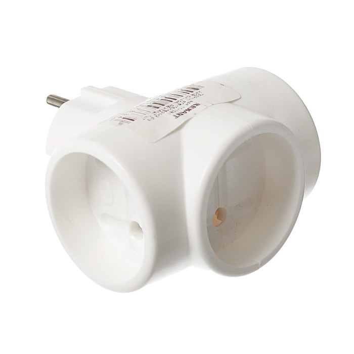 Тройник электрический REXANT, 6-10 A, без з/к, белый (Россия)