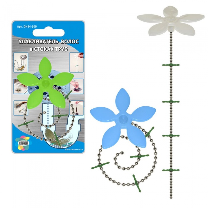 Улавливатель волос в стоках труб 3цв. DH34-100