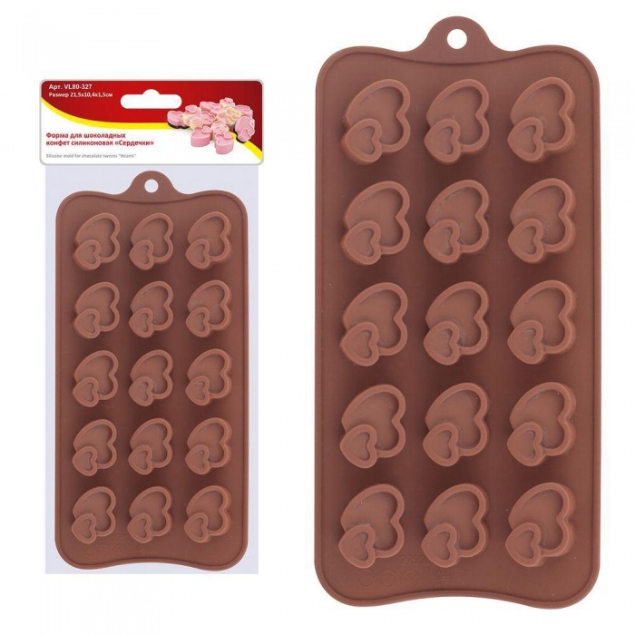 ФОРМА ДЛЯ ШОКОЛАДНЫХ КОНФЕТ СИЛИКОНОВАЯ "СЕРДЕЧКИ". VL80-327