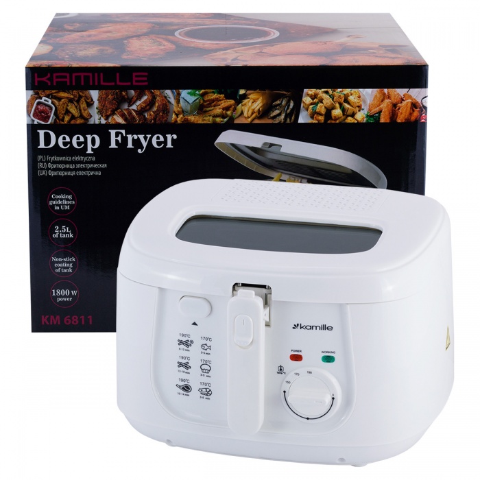 Фритюрница электрическая 2,5 л. Kamille KM 6811 (белая)