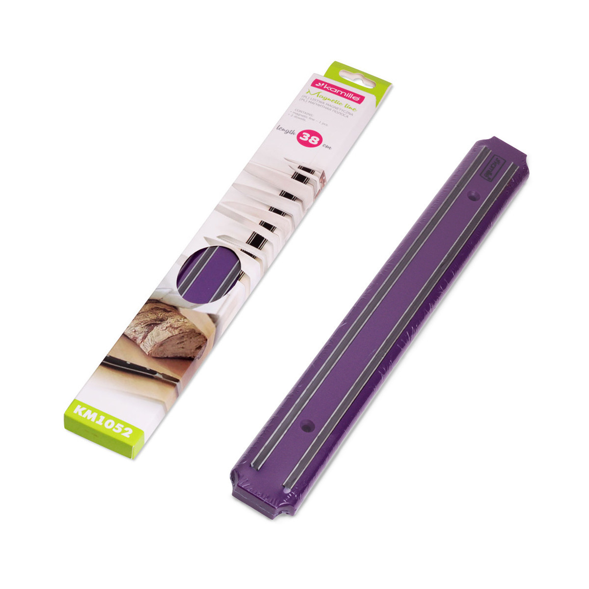 Держатель магнитный для ножей 38х5х1.5 см (красный, синий, зеленый, фиолетовый) Kamille КМ1052