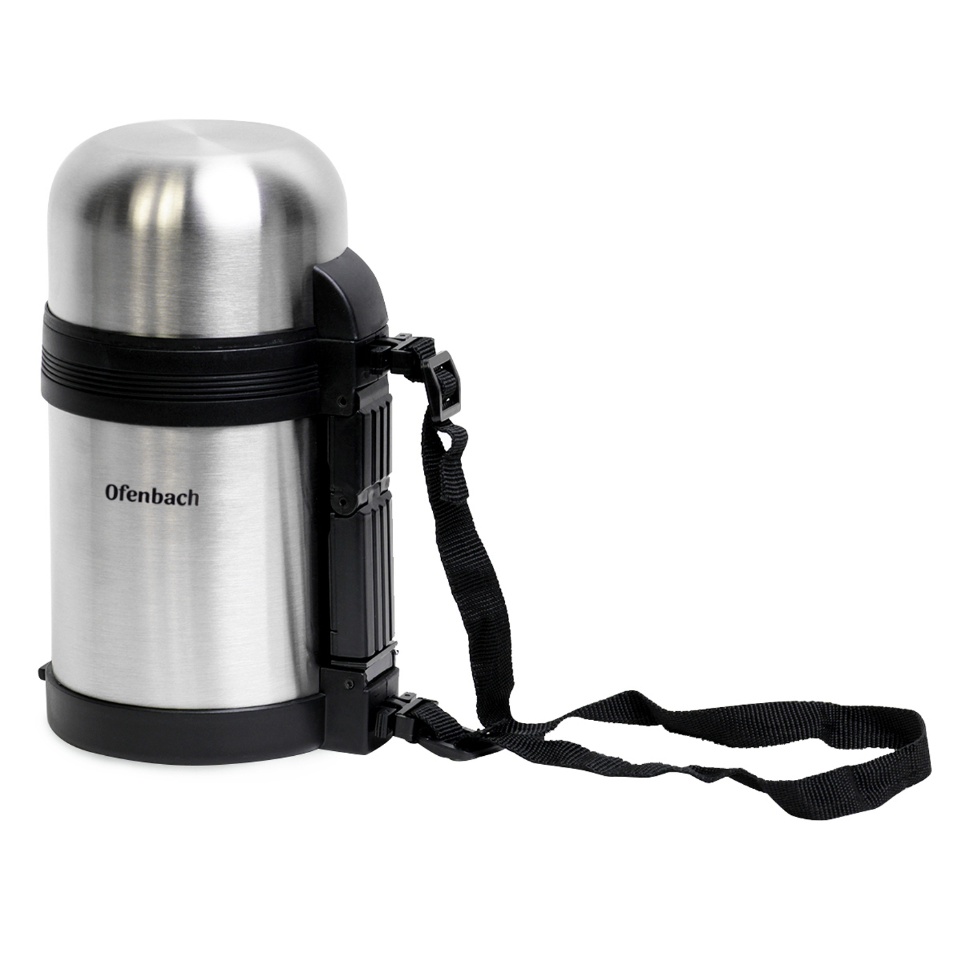Термос пищевой 600 мл. из нержавеющей стали Ofenbach NB 101308 с ручкой и ремешком