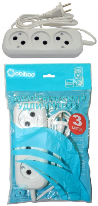 Сетевой удлинитель "ОБИХОД" РС-3 3 м150-503