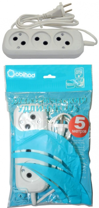 Сетевой удлинитель "ОБИХОД" РС-3 5 м 150-505