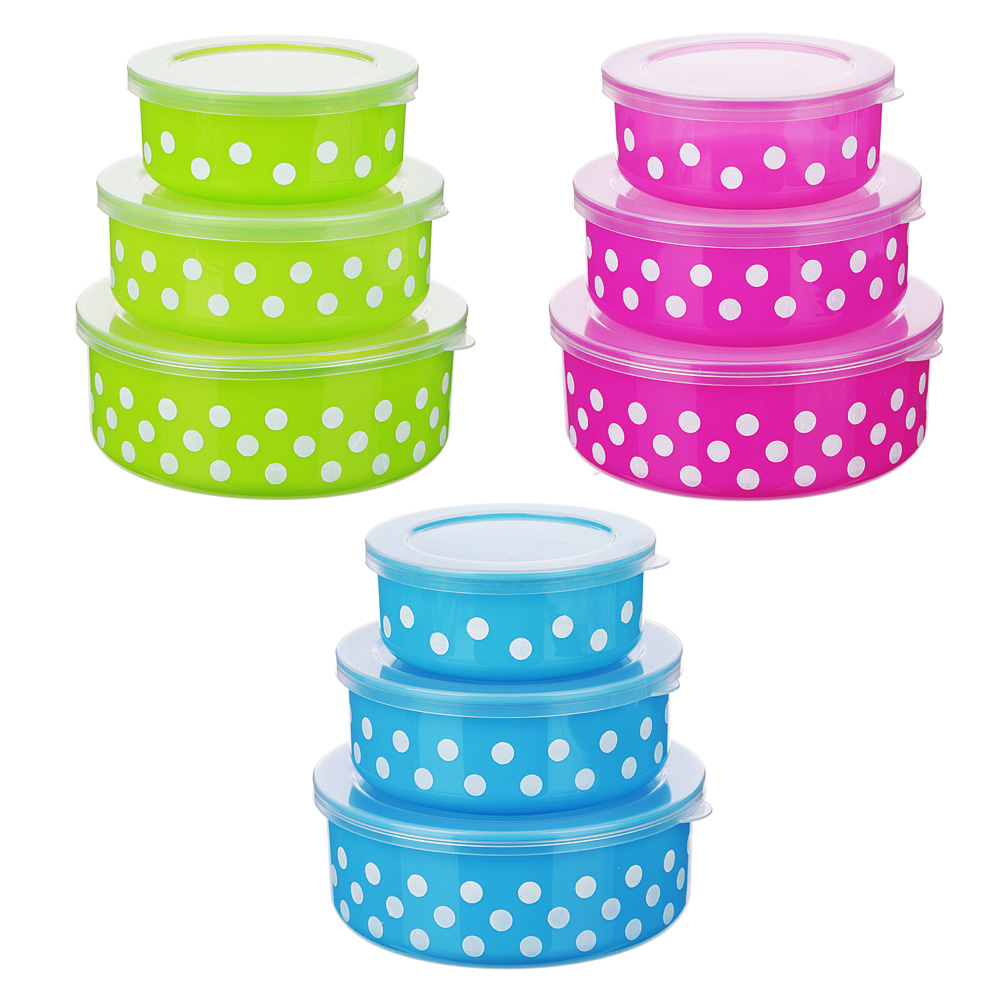 Набор контейнеров 3шт (10х4см + 13х5см + 15х6см), пластик "Горошек Seal Fresh Health".