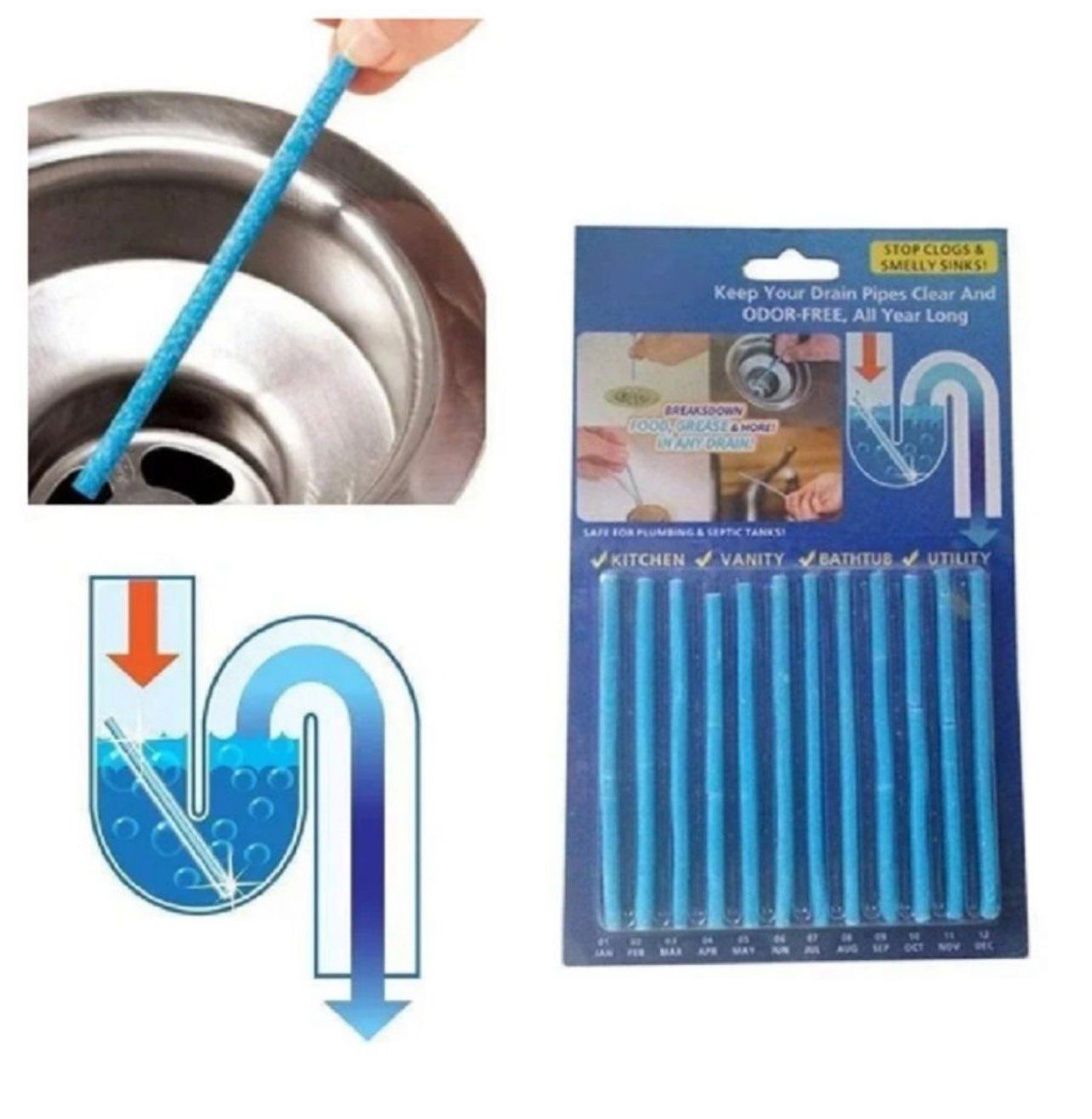 Палочки от засора слива, 12шт.