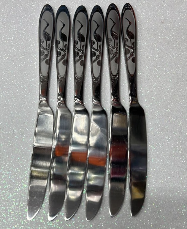 Нож столовый "Журавль" (серый) 6шт