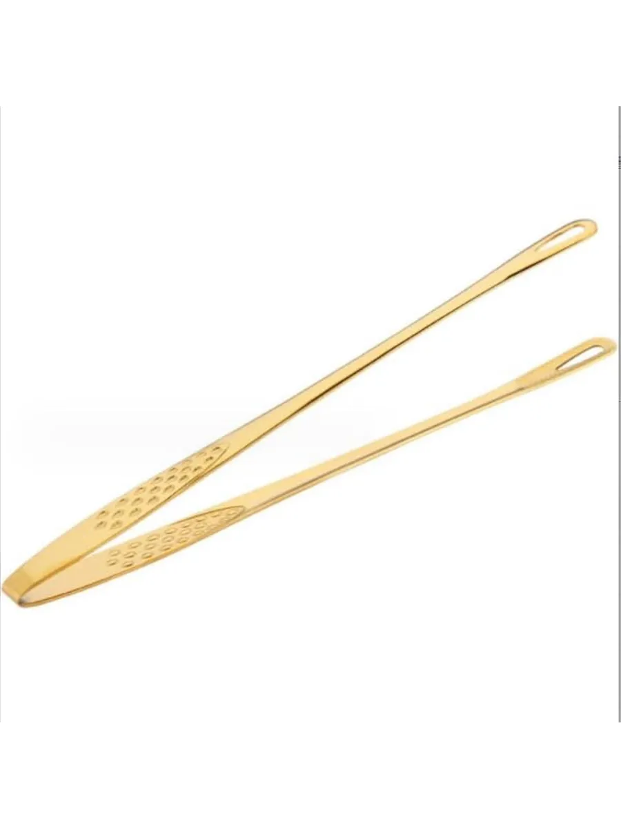 Щипцы для мяса овощей и гриля 24 см, цвет: золотистые.