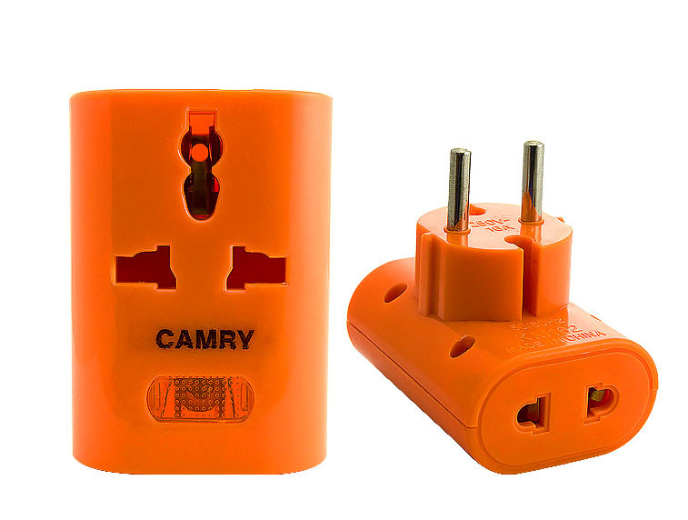 Тройник электрический универсальный "CAMRY" оранжевый.