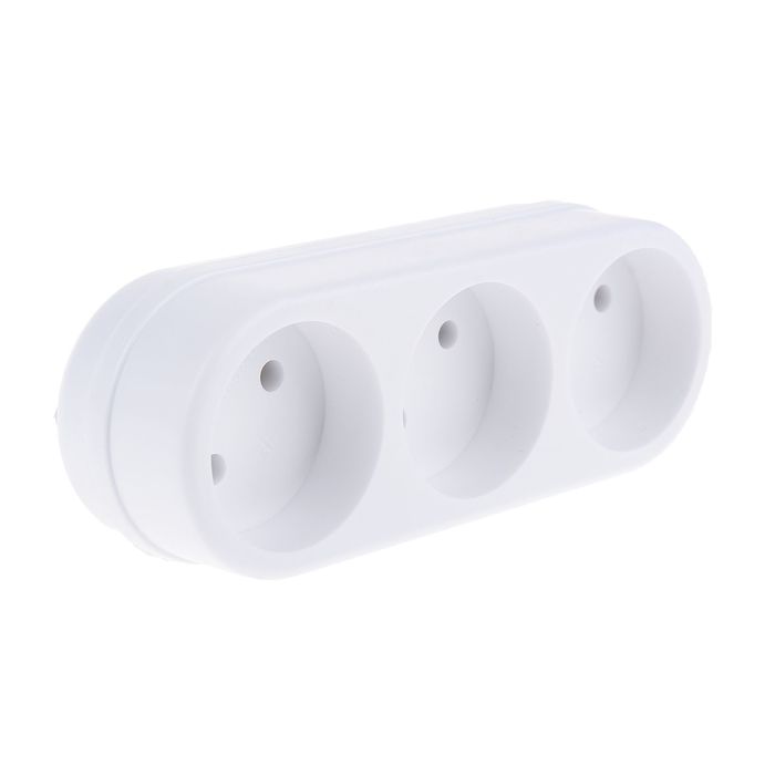 Разветвитель Toker 3L, 6 А, трехместный, без з/к, белый (Россия)