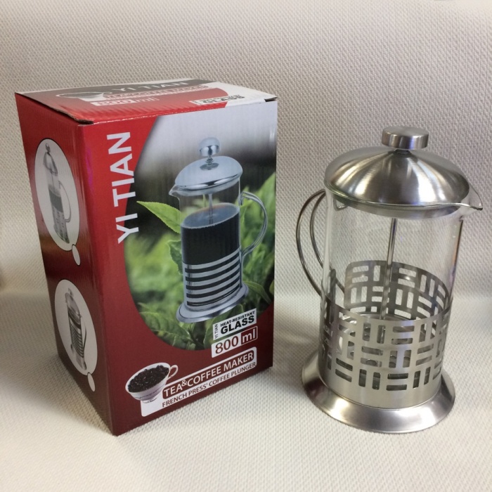 Чайник Френч-пресс (заварник) 800мл стекло/металл