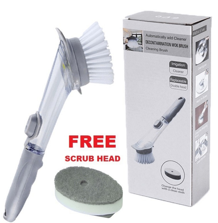 Щётка с длинной ручкой для мытья посуды с диспенсером