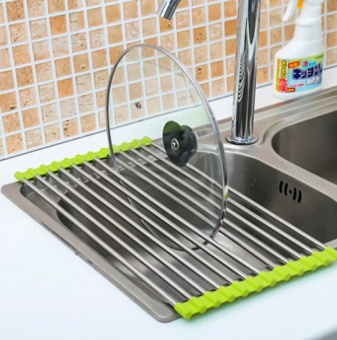 Сушилка-решетка для посуды на раковину складная сталь 40х34 см