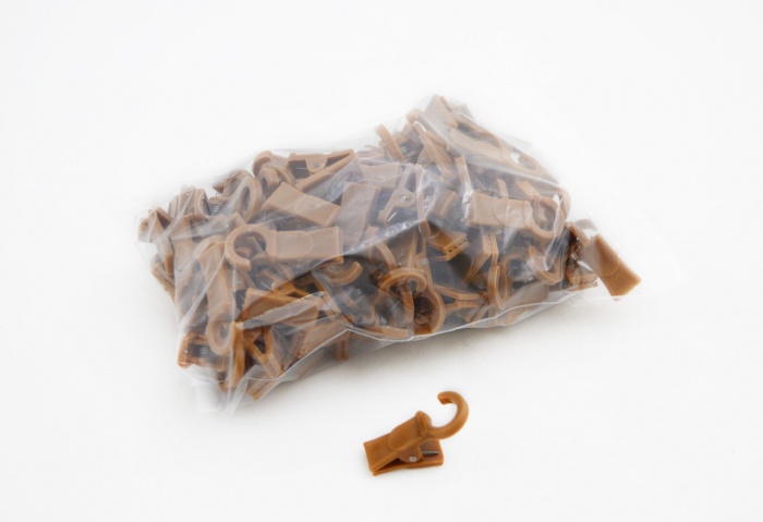 Зажимы для штор (коричневый 100шт) с пластиковым крючком