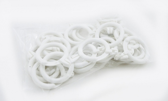 Кольца для штор с зажимом 50шт. (белые) Ø36 мм