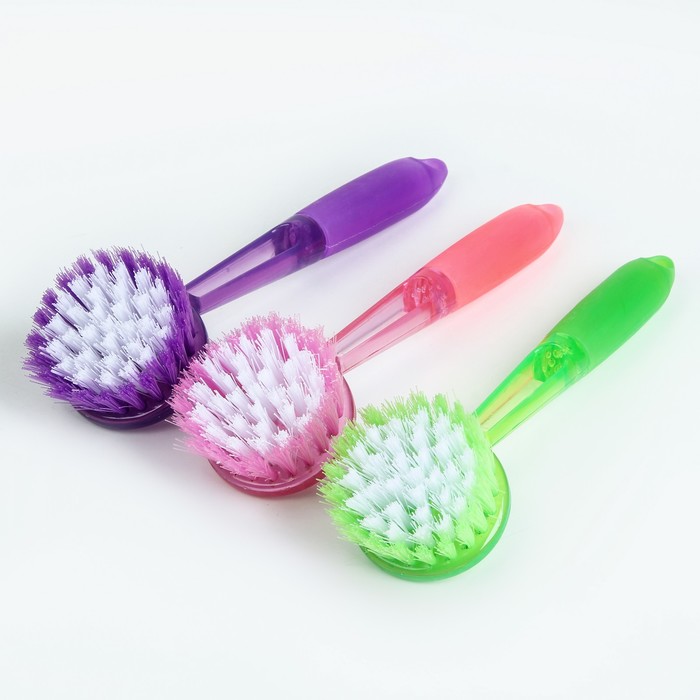 Щётка для посуды круглая QIANSHANG, 21 см, цвет МИКС