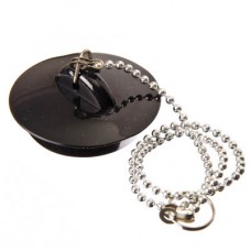 Пробка для ванны резиновая D-4.5см + цепочка 29см (черный)